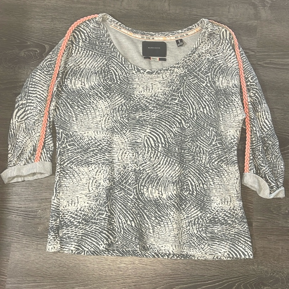 Scotch & Soda‎ Maison Scotch Swirl Pring Cotton Braided Trim Top Size 3